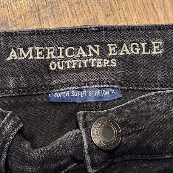 AMERICAN EAGLE Super Super Stretch X Hi-Rise Shortie Black Lace - Sz 10 - Picture 5 of 7